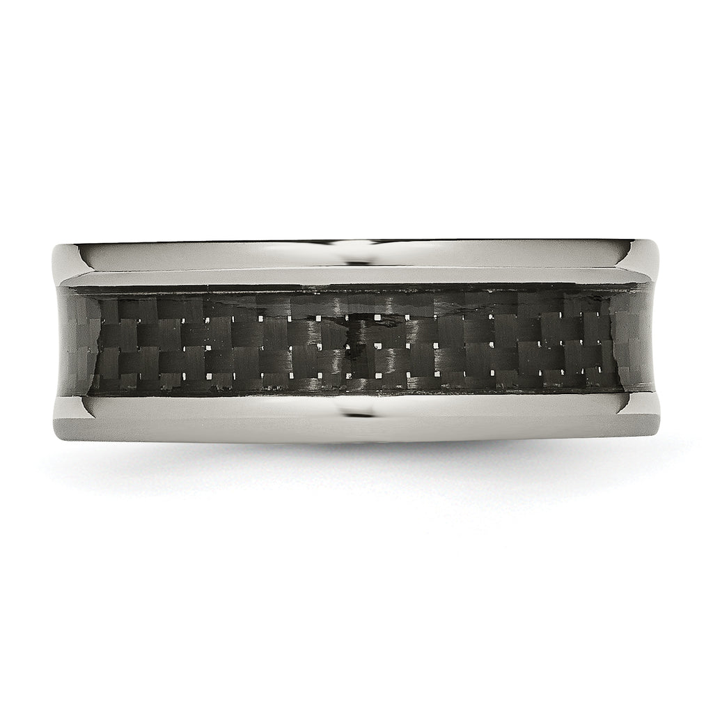 Carbon Fiber Inlay Wedding Band in Titanium, 8mm