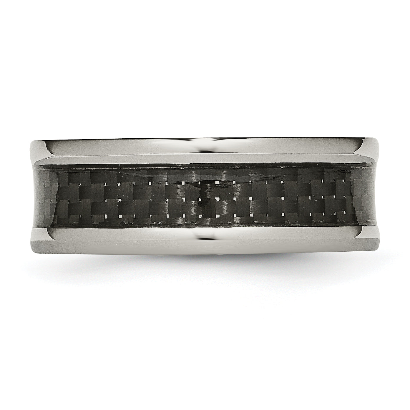 Carbon Fiber Inlay Wedding Band in Titanium, 8mm