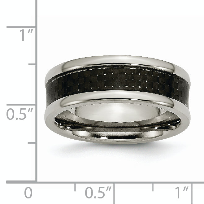 Carbon Fiber Inlay Wedding Band in Titanium, 8mm