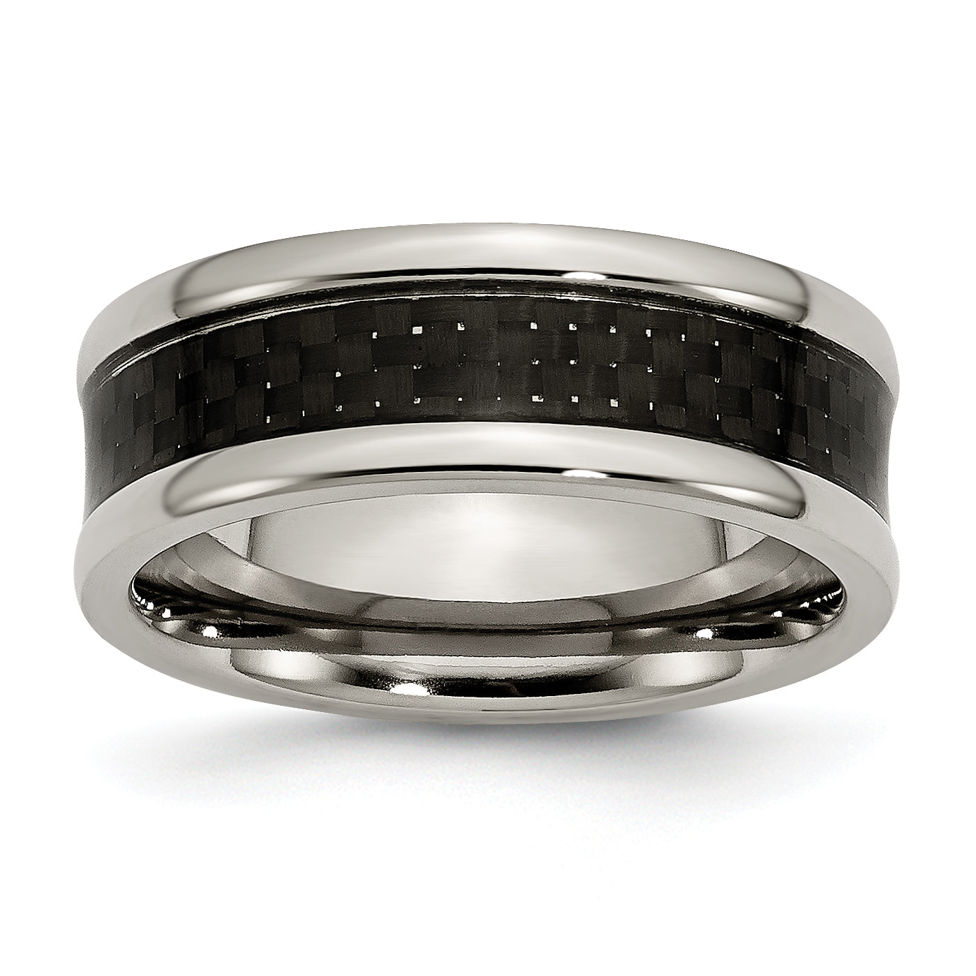 Titanium Polished with Black Carbon Fiber Inlay 8mm Band Main image