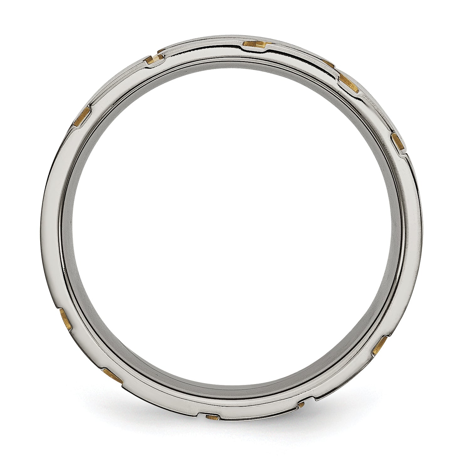Grooved Wedding Band in Titanium & Gold-Tone IP, 6mm Secondary image