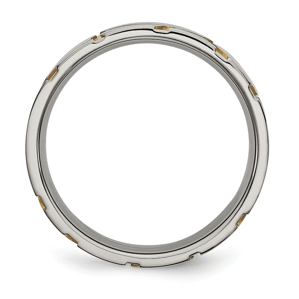 Grooved Wedding Band in Titanium & Gold-Tone IP, 6mm