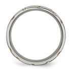 Grooved Wedding Band in Titanium & Gold-Tone IP, 6mm