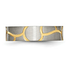 Grooved Wedding Band in Titanium & Gold-Tone IP, 6mm