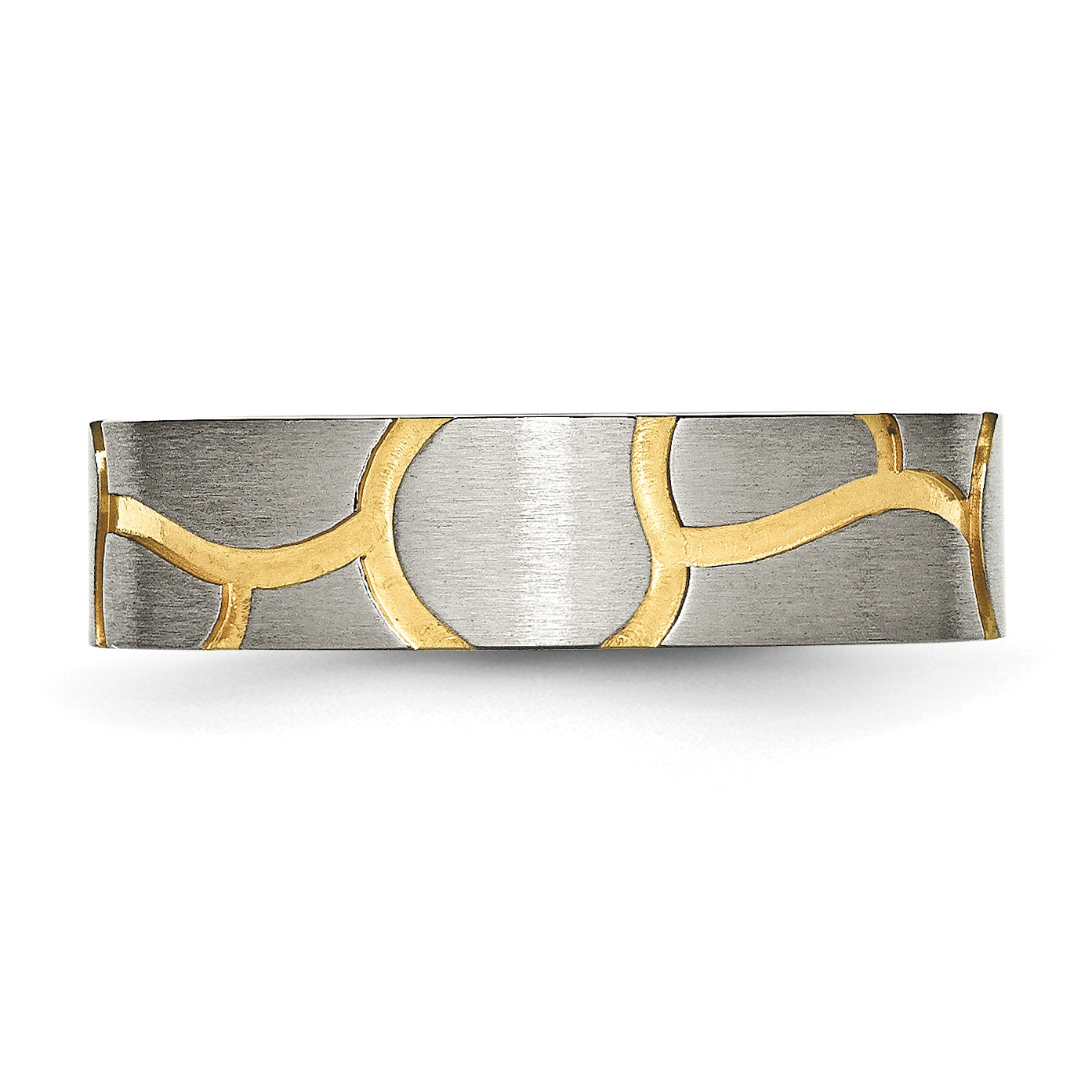 Grooved Wedding Band in Titanium & Gold-Tone IP, 6mm
