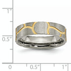 Grooved Wedding Band in Titanium & Gold-Tone IP, 6mm