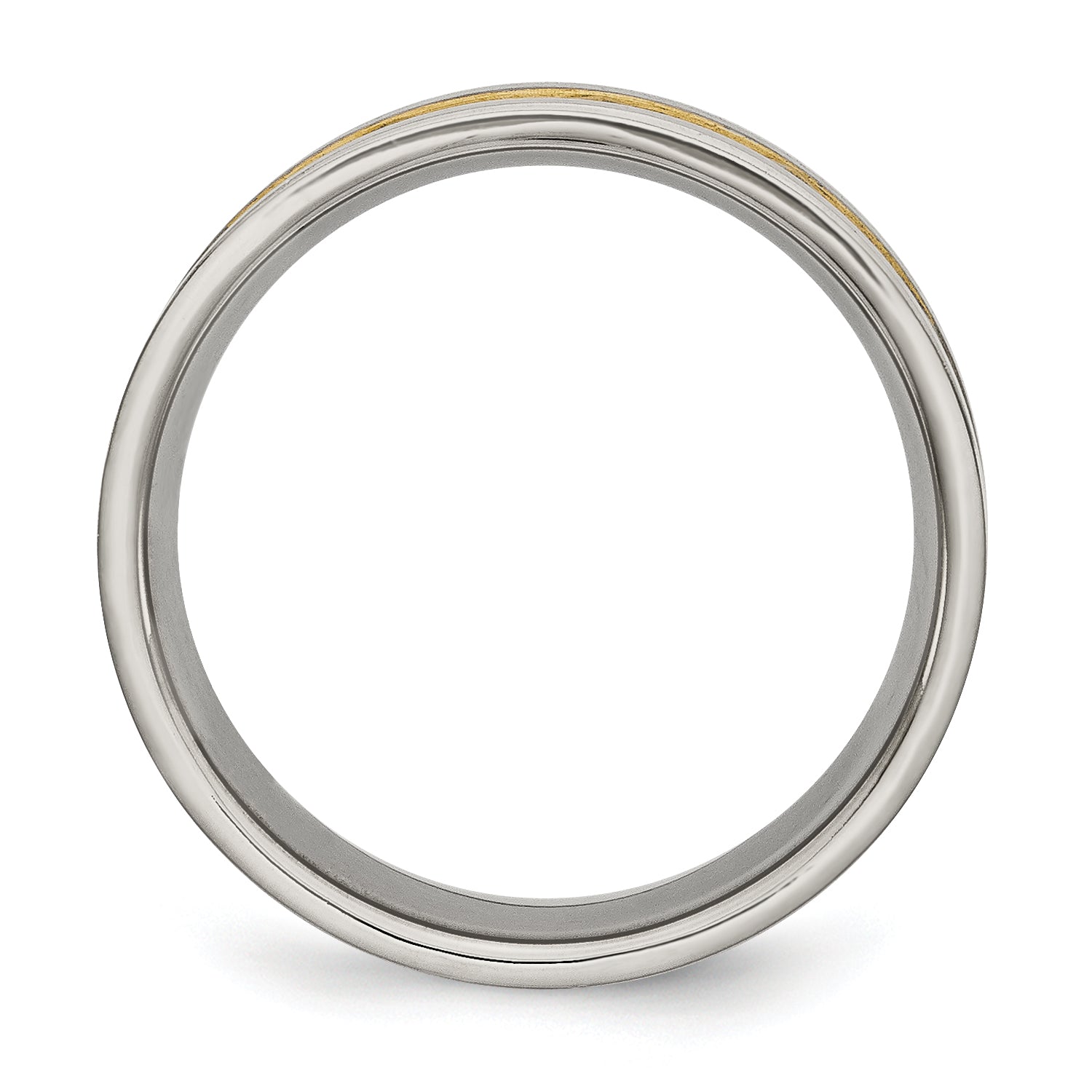 Titanium Men's Wedding Band with Gold-Tone Brushed Finish, Engravable Secondary image