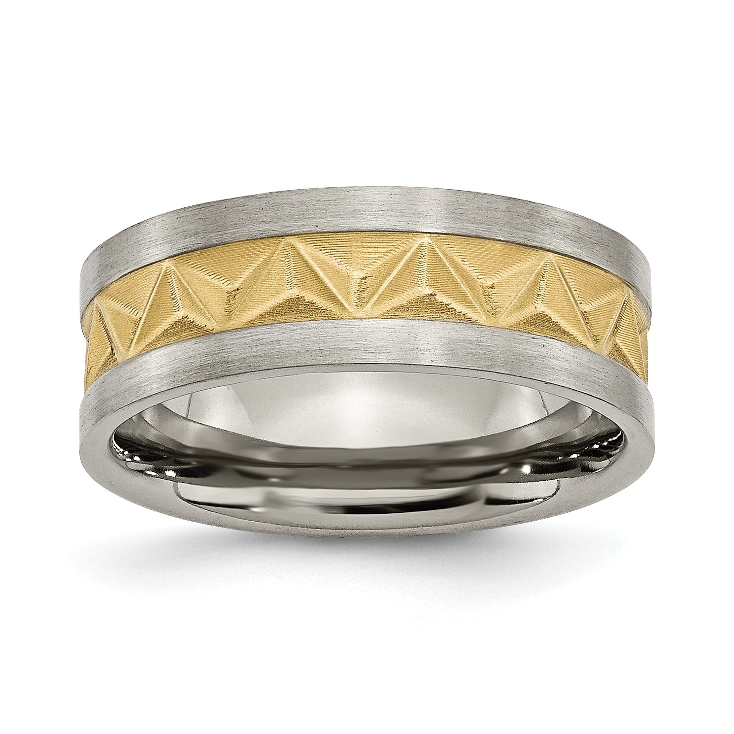 Titanium Brushed and Yellow IP-plated Mens 8mm Band Main image