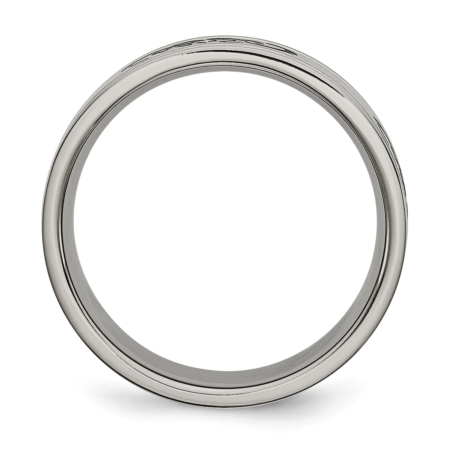 Brushed Ridged-Edge Wedding Band in Titanium with Black Rubber, 7mm Secondary image