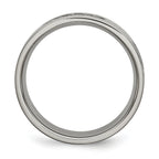 Brushed Ridged-Edge Wedding Band in Titanium with Black Rubber, 7mm