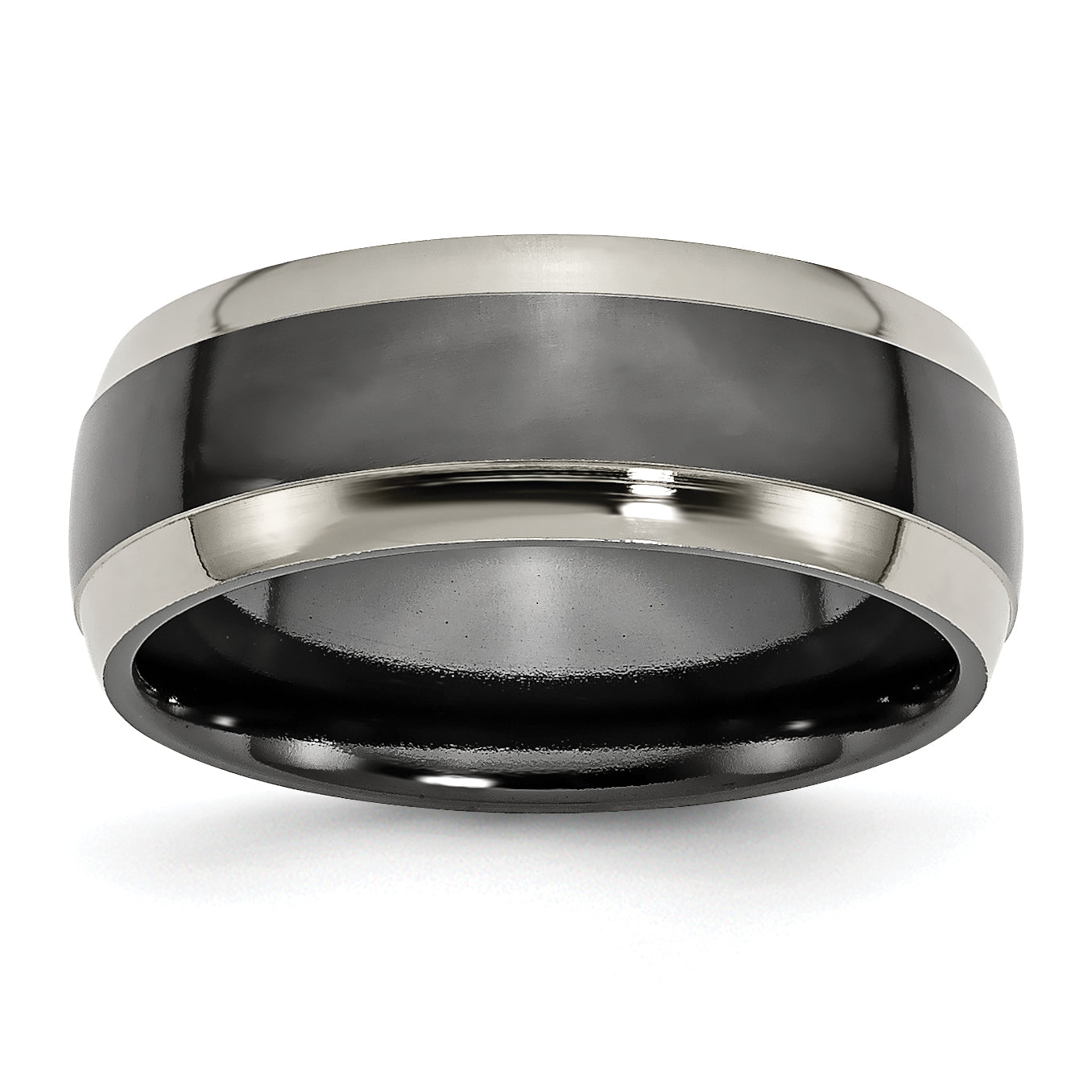 Titanium Grey and Black Ti Polished 8mm Band