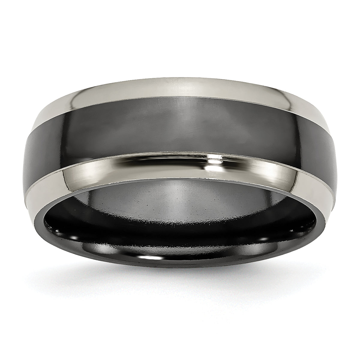 Titanium Grey and Black Ti Polished 8mm Band