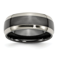 Titanium Grey and Black Ti Polished 8mm Band