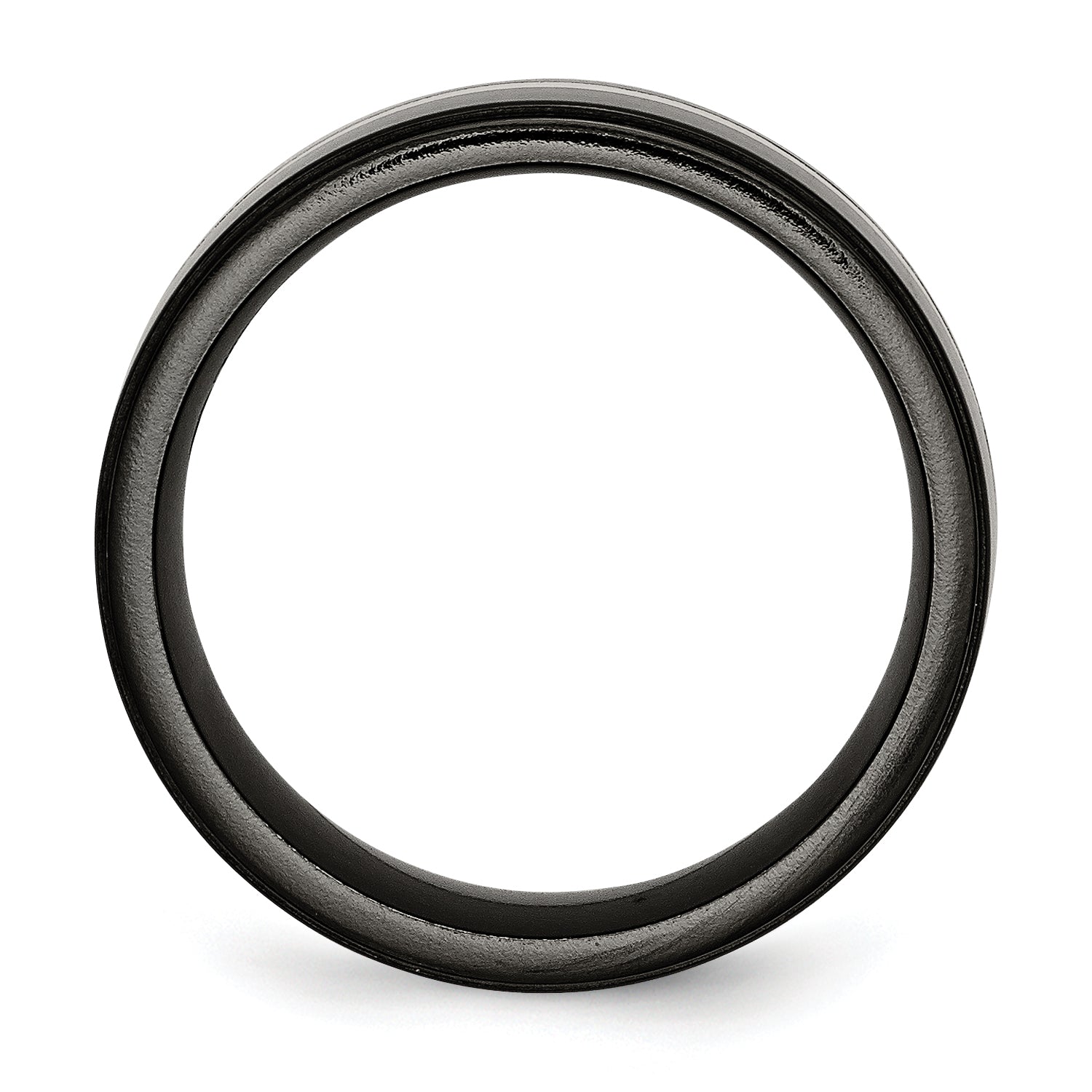 Titanium Black Wedding Band with Sterling Silver Inlay Polished Unisex 10mm Secondary image