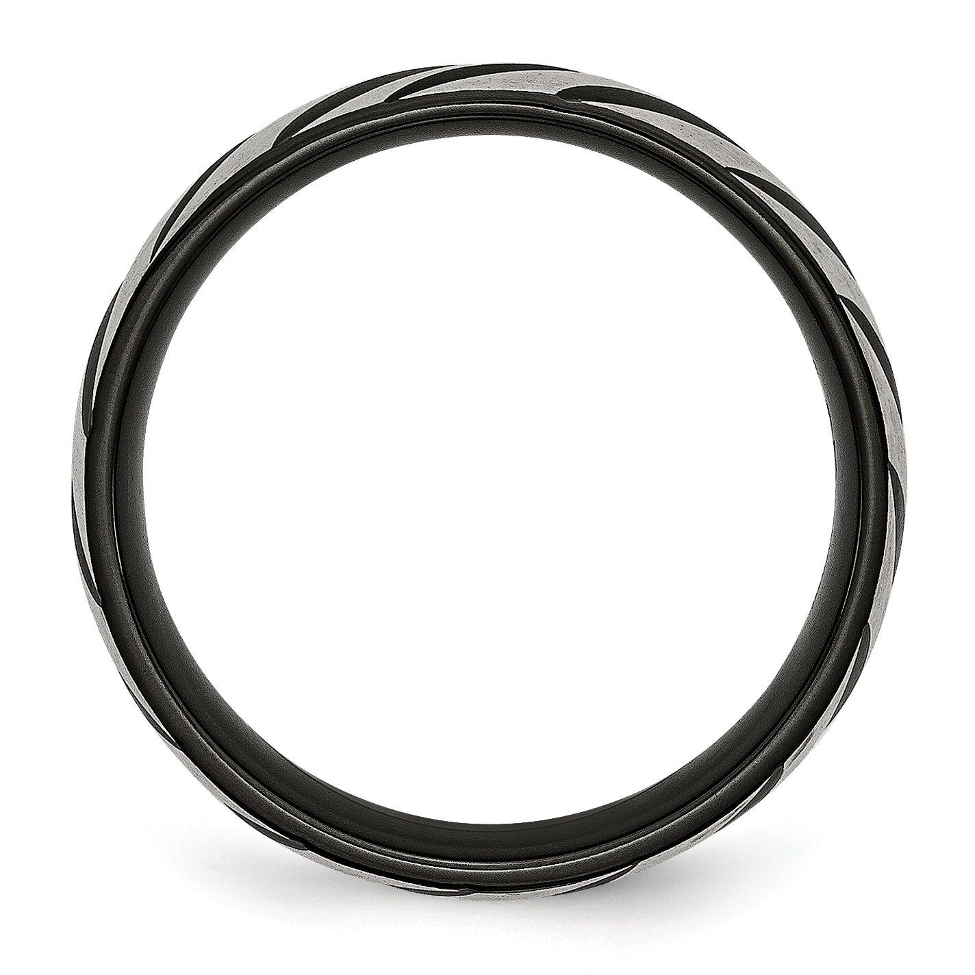 Black IP Grooved Wedding Band in Titanium, 6mm Secondary image