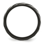 Black IP Grooved Wedding Band in Titanium, 6mm