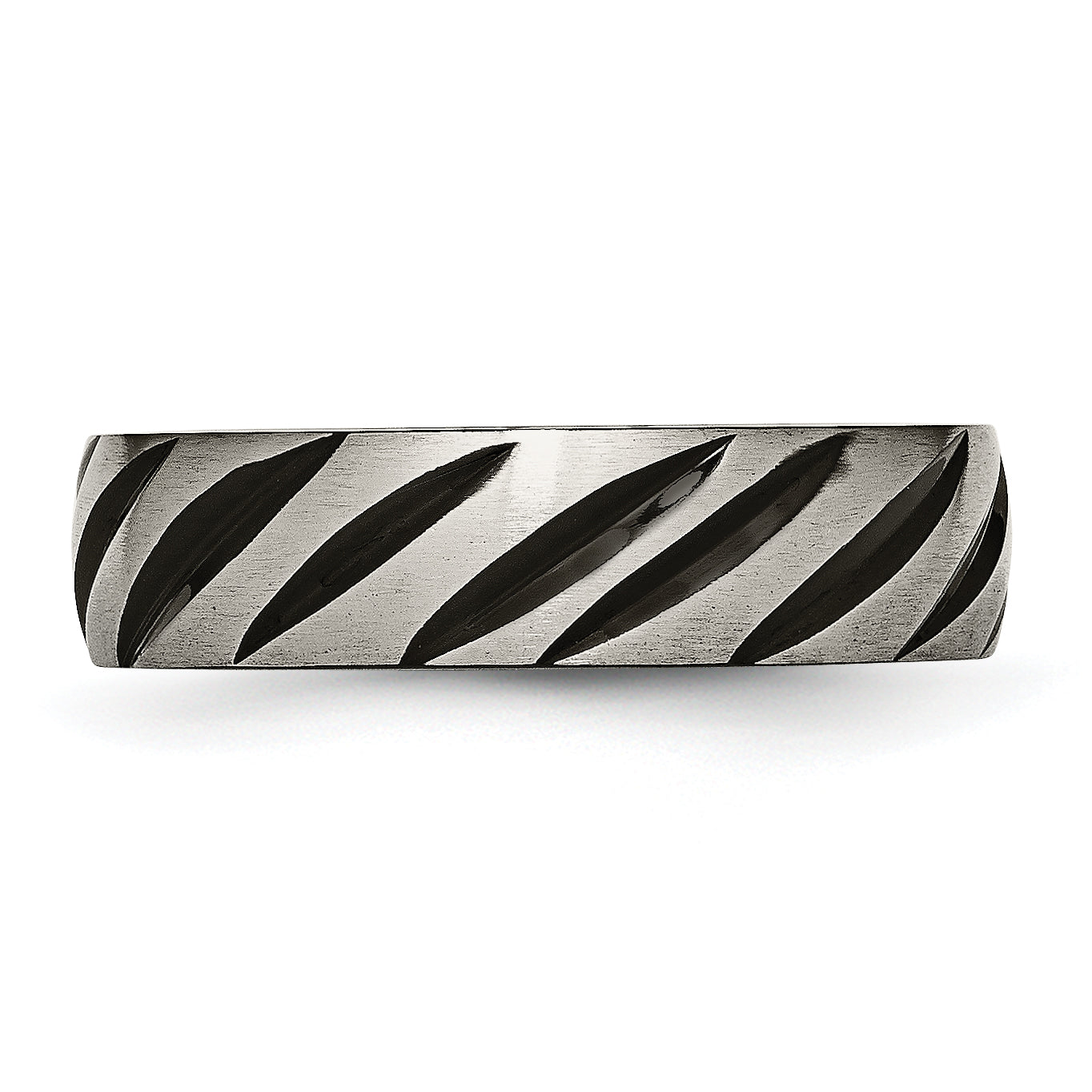 Black IP Grooved Wedding Band in Titanium, 6mm