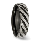 Black IP Grooved Wedding Band in Titanium, 6mm