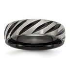 Titanium Brushed and Polished Black IP-plated 6mm Grooved Band