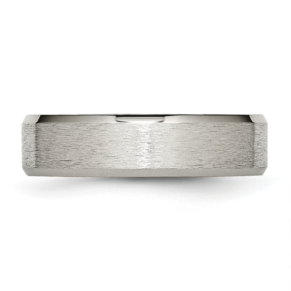 Beveled Edge Wedding Band in Titanium, 6mm