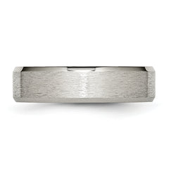 Titanium Wedding Band with Brushed Center and Beveled Edge