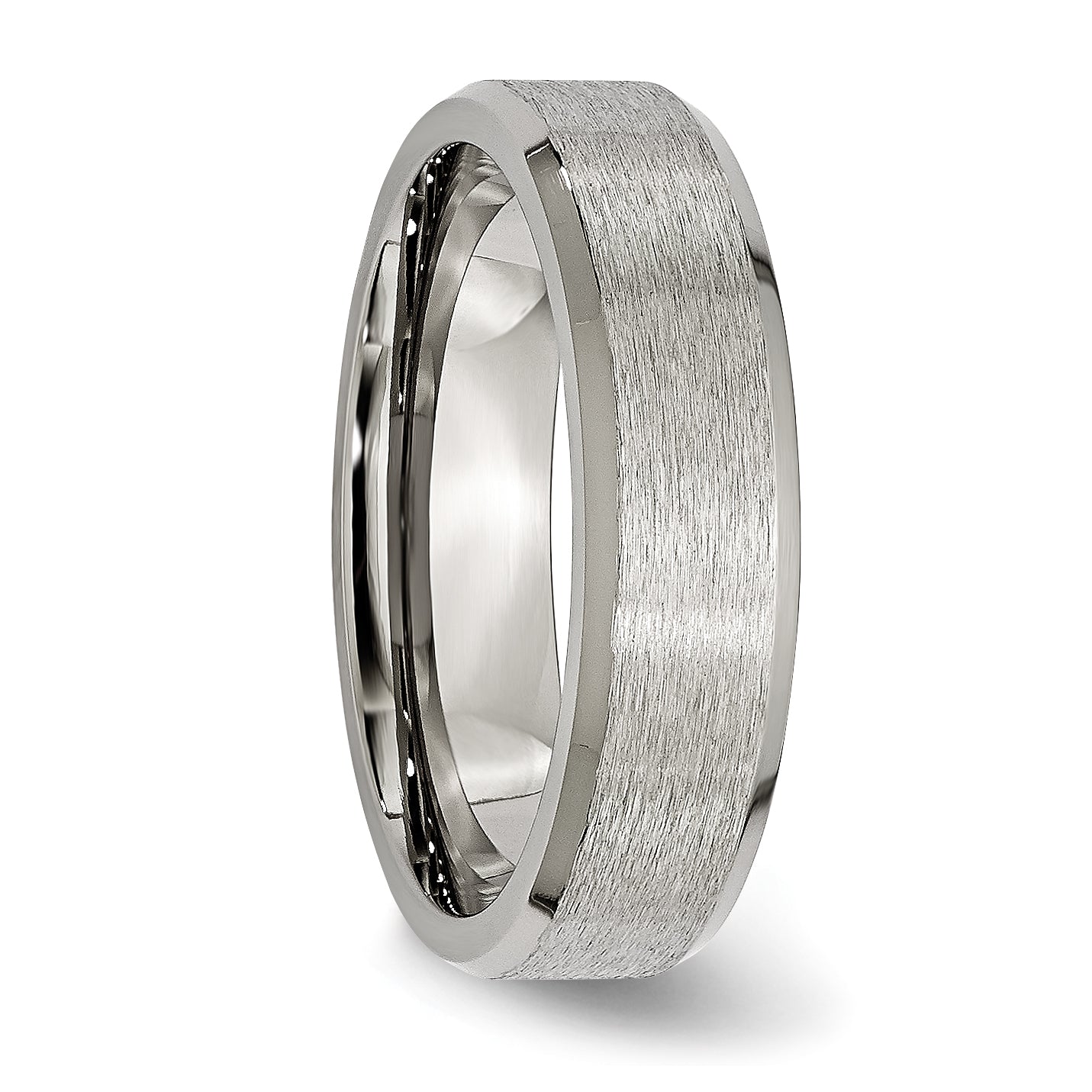 Titanium Wedding Band with Brushed Center and Beveled Edge