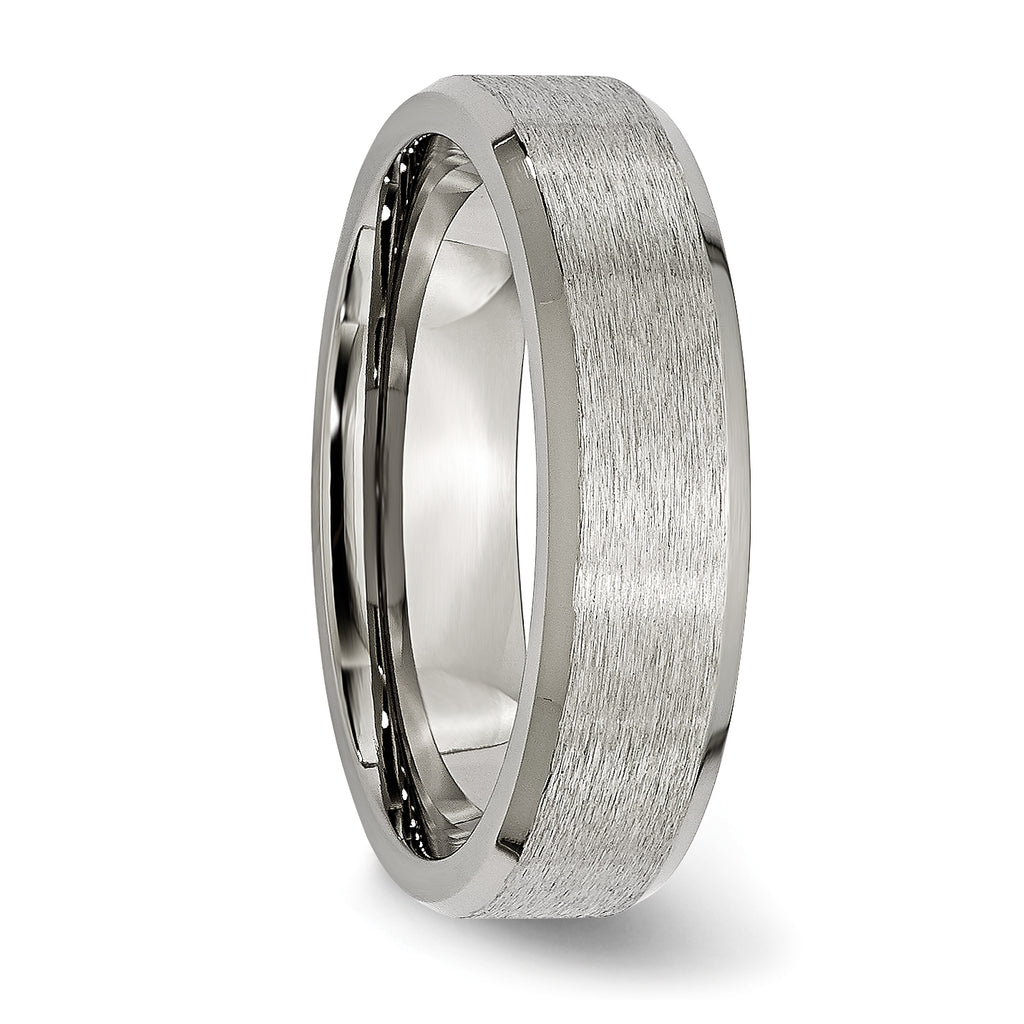 Beveled Edge Wedding Band in Titanium, 6mm