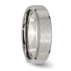 Titanium Wedding Band with Brushed Center and Beveled Edge