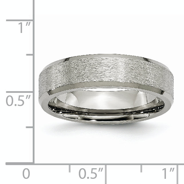 Titanium Wedding Band with Brushed Center and Beveled Edge