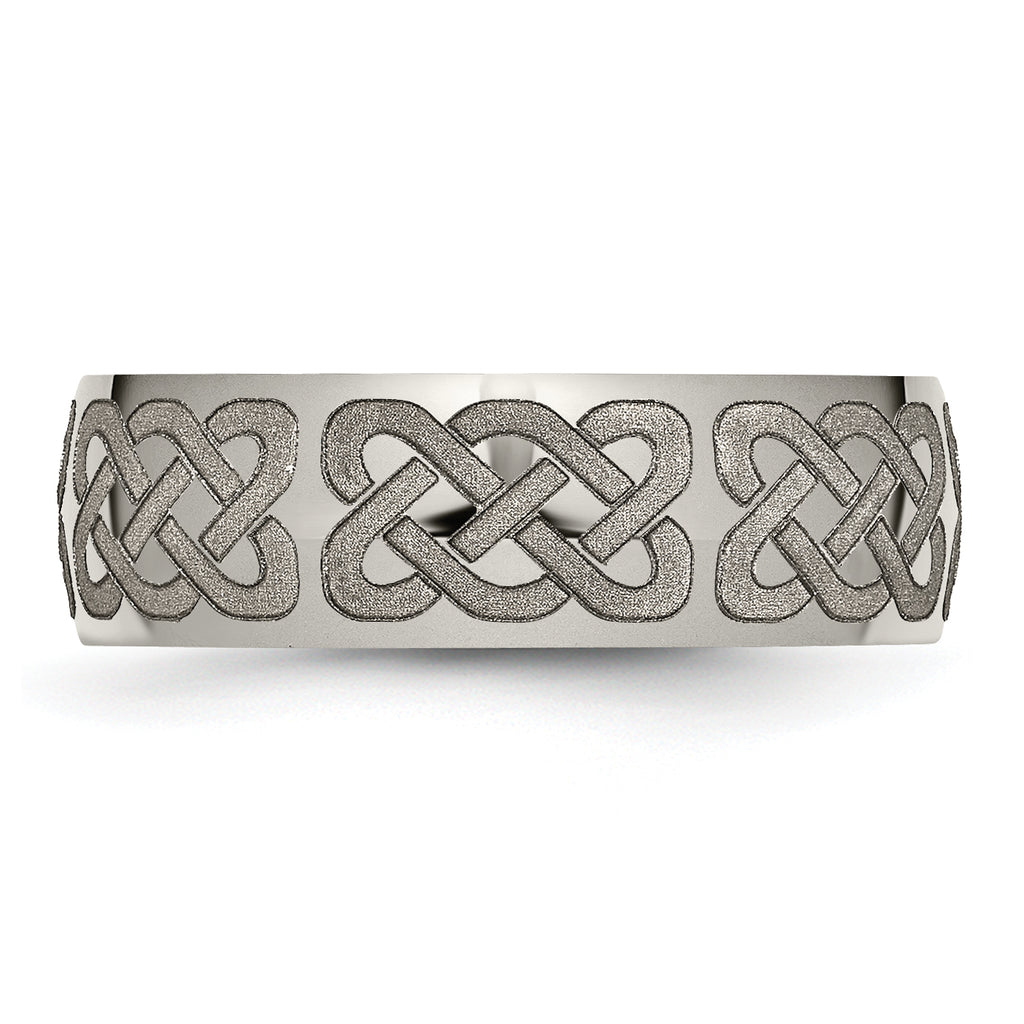 Titanium Polished Celtic Laser Design Unisex Wedding Band 8mm Engravable