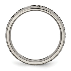 Titanium Unisex Serenity Prayer Wedding Band with Polished Laser Design