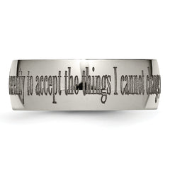 Titanium Unisex Serenity Prayer Wedding Band with Polished Laser Design