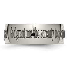 Titanium Unisex Serenity Prayer Wedding Band with Polished Laser Design