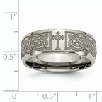 Titanium Celtic Cross Laser Wedding Band Unisex Polished Engravable 8mm