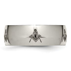 Titanium Unisex Masonic Wedding Band with Polished Laser Design