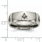 Titanium Unisex Masonic Wedding Band with Polished Laser Design