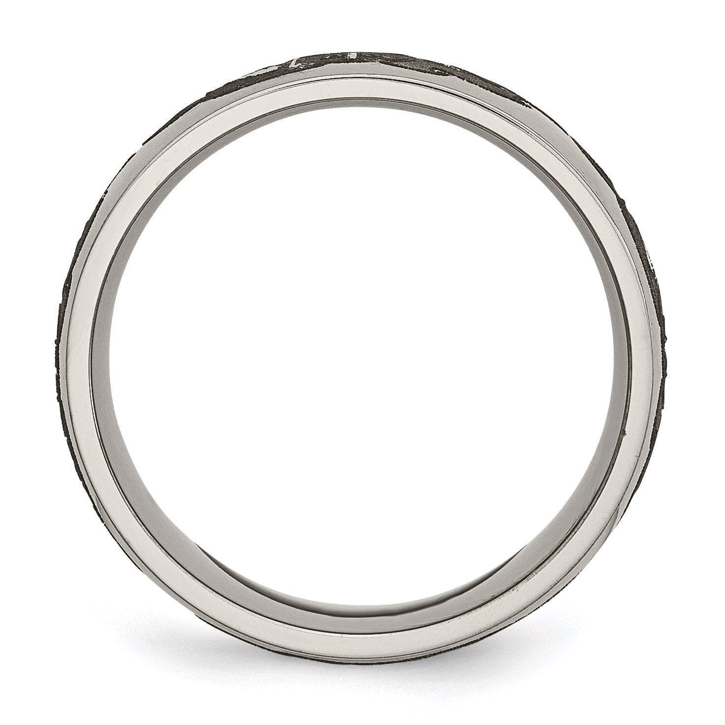 Titanium Cross Wedding Band with Flame Laser Design, Polished Unisex 8mm Secondary image