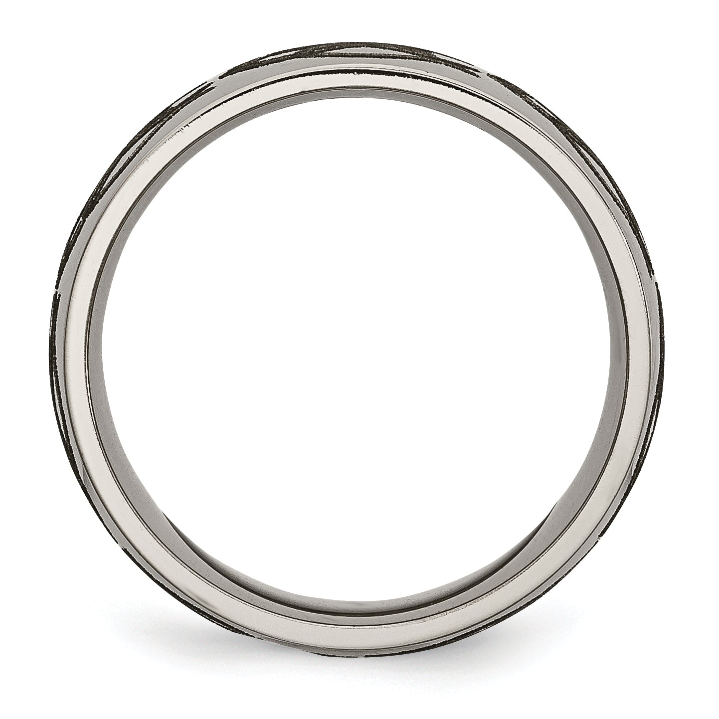Titanium Unisex Wedding Band with Polished Flame Design Engravable