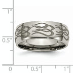 Titanium Unisex Wedding Band with Polished Flame Design Engravable