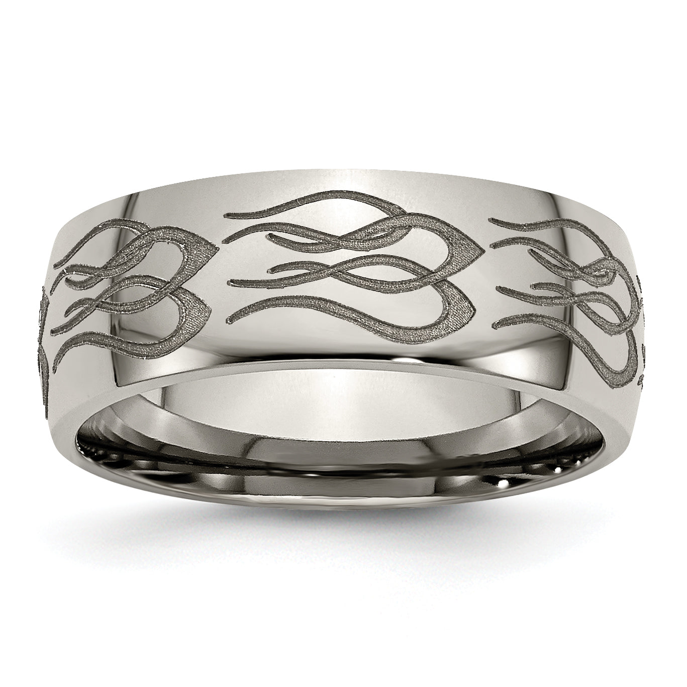 Titanium Polished Flame Laser Design 8mm Band Main image