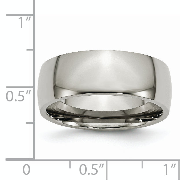 Comfort-Fit Half Round Wedding Band in Titanium, 8mm