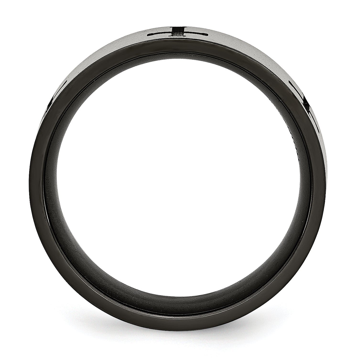 Cross Wedding Band in Titanium with Black IP Plating, 7mm Secondary image