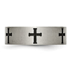 Cross Wedding Band in Titanium with Black IP Plating, 7mm