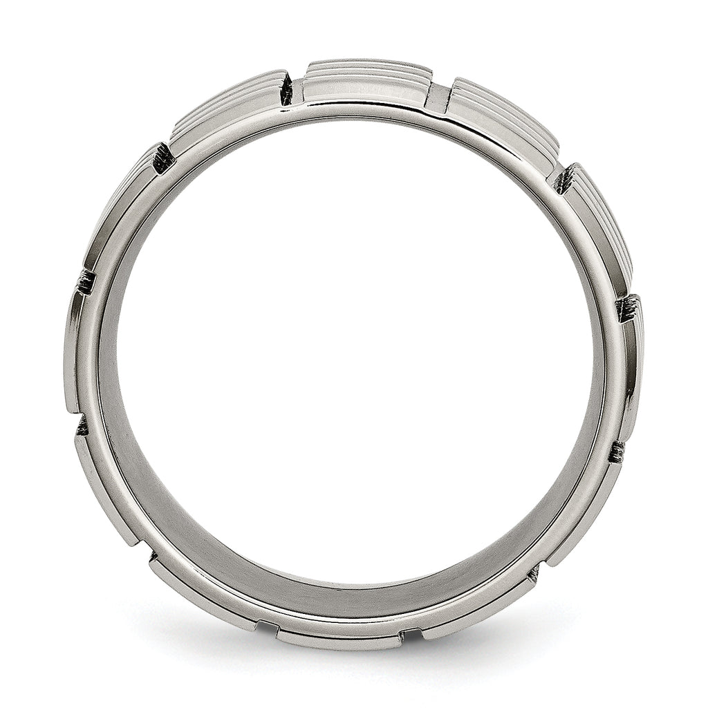 Grooved Wedding Band in Titanium, 8mm