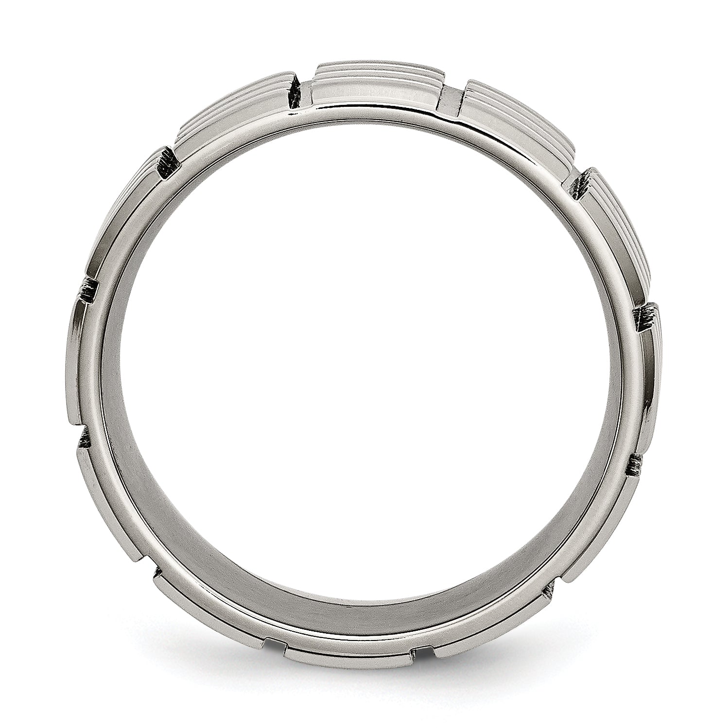Grooved Wedding Band in Titanium, 8mm