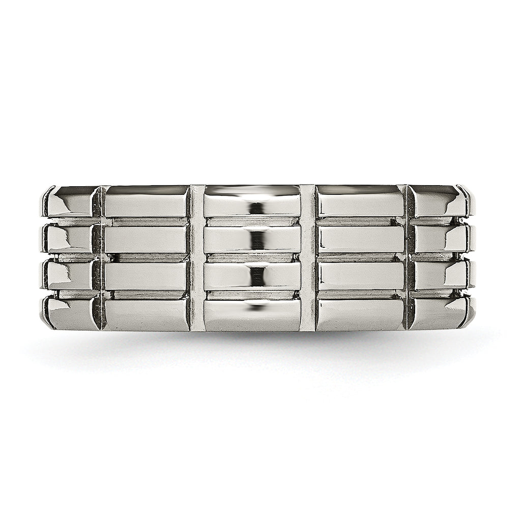 Grooved Wedding Band in Titanium, 8mm