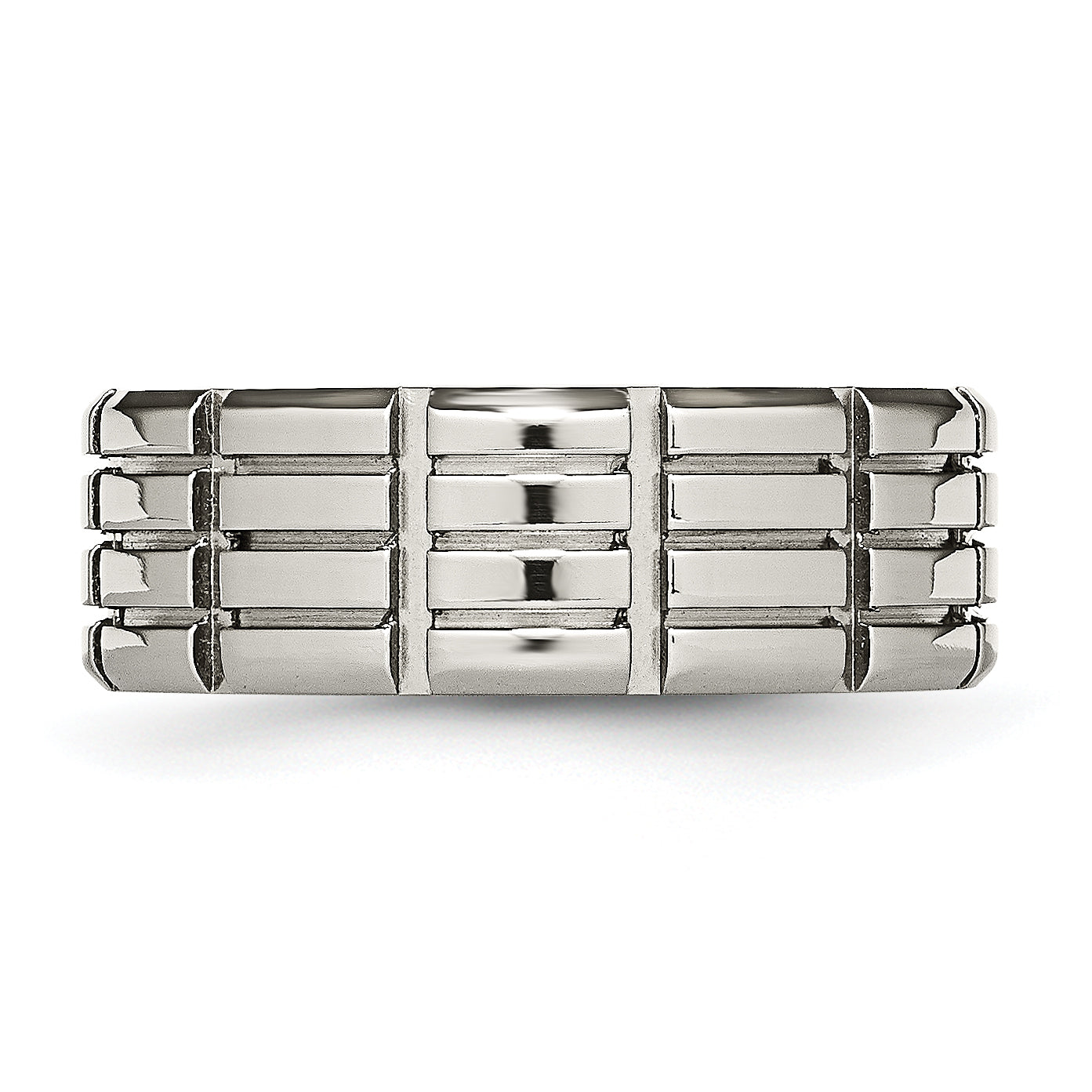 Grooved Wedding Band in Titanium, 8mm