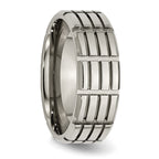Grooved Wedding Band in Titanium, 8mm
