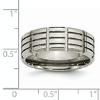 Grooved Wedding Band in Titanium, 8mm