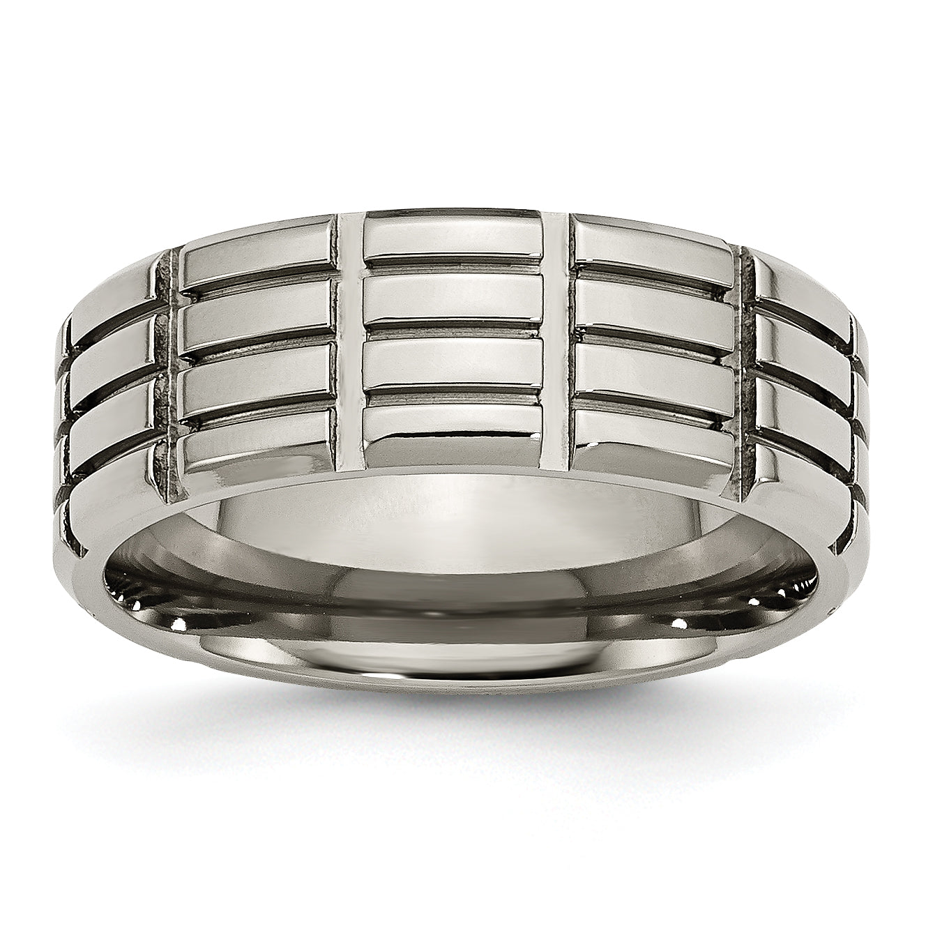 Titanium 8mm Grooved Polished Band Main image
